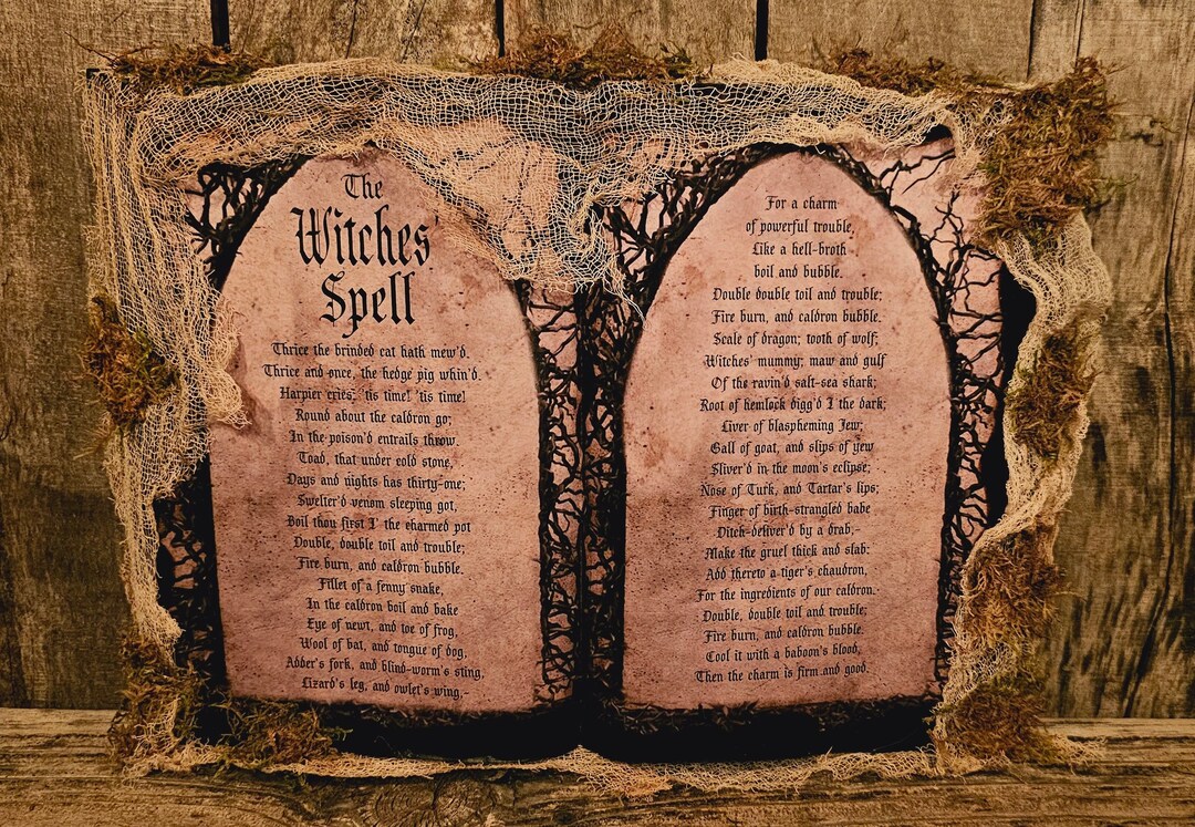 The Witches' Spell, Halloween Spell Book, Halloween Decor, Shakespeare