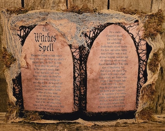 The Witches&#39; Spell, Halloween Spell Book, Halloween decor, Shakespeare, The Three Witches, Halloween book, Halloween home decor, witchy