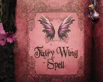 Fairy Wing Spell, Spell Book, Fairy Decor, Enchanted, Mystical, Magical, Fairy Room Decor, Fairy Party Decor, Pink and Black, Fairy Wings