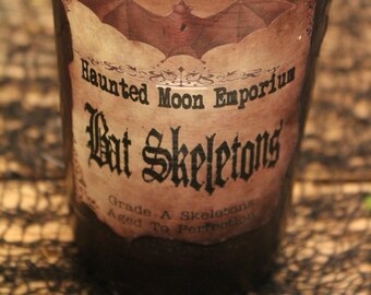 Bat Skeletons Halloween Potion Bottle: Witchy Exotic Leather Decor
