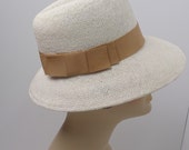 Women's Fedora Straw Off White Camel Ribbon 3" Brim Small Size Spring Summer Hat