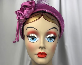 Silk Charmeuse 3D Headband, Raspberry, Formal Style, Handmade Millinery