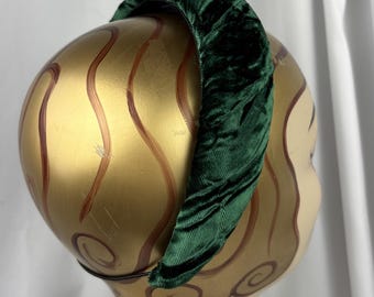Green, Panne Velvet Headband, Holiday Hat, Handmade Millinery