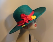 Panama stro modevak Hat brede rand Turquoise vrouw