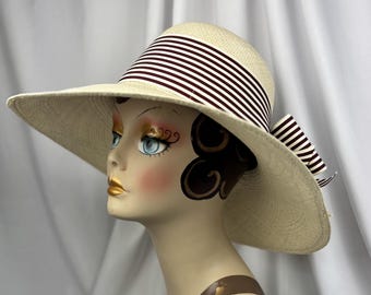 Panama Straw Sun Hat, Natural Color, Wide Brim, Sun Protection