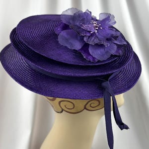 Packable Purple Parasisal Straw Hat: Handmade Travel Hat image 3