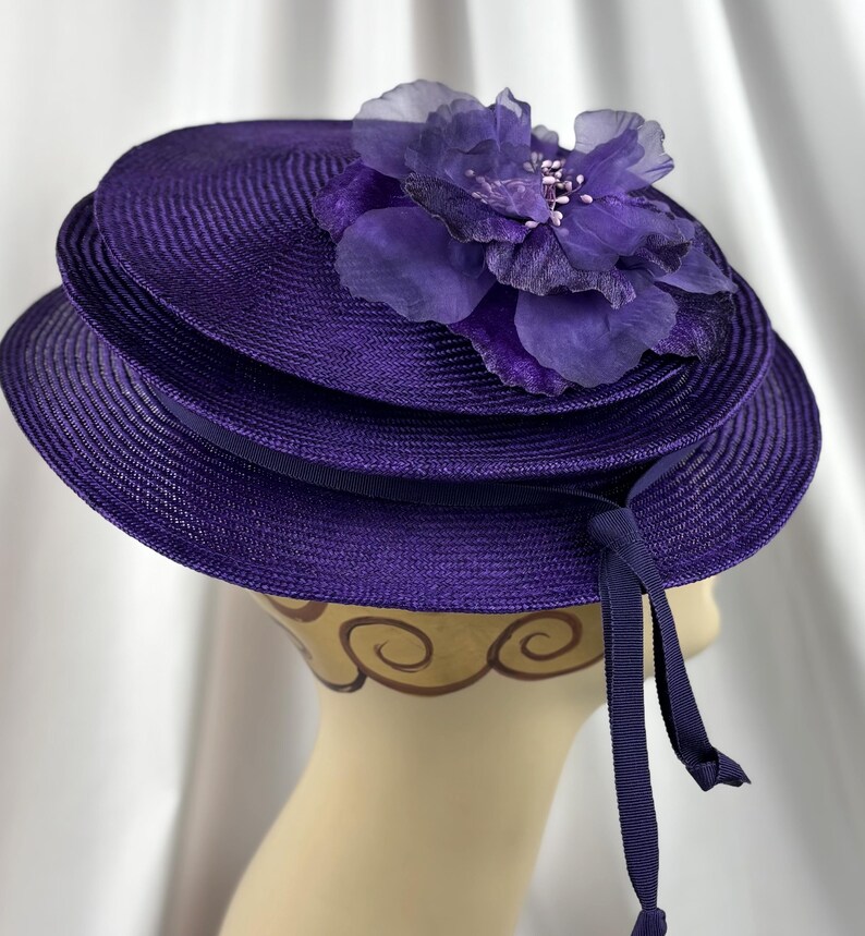 Packable Purple Parasisal Straw Hat: Handmade Travel Hat image 3