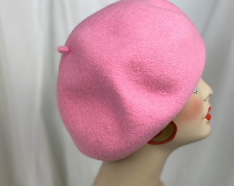 French Beret 1930's Glamour Fine Wool Pink Garbo Dietrich Handmade Soft Hat