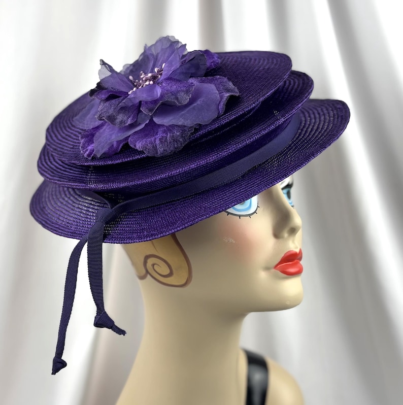 Packable Purple Parasisal Straw Hat: Handmade Travel Hat image 1