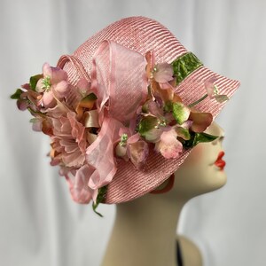 Handmade Cloche Hat in Pink Parasisal Straw, 1920s Look, Wedding Hat, Bridesmaid