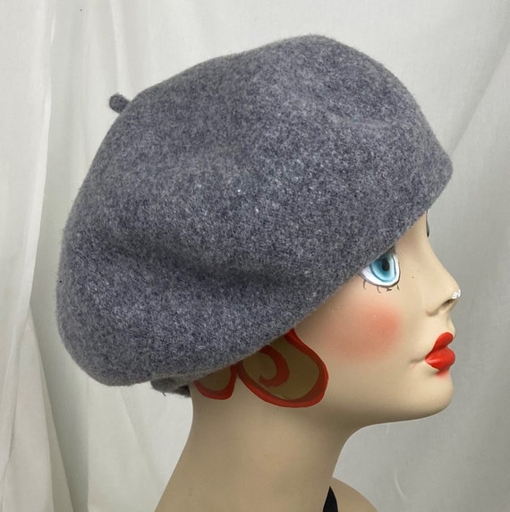 Classic French Wool Beret Beanie Bonnet Hat Parisian Lined Gray One Size Vintage Women French Beret Hats Winter Fashion Casual Classic Grey  main image 3