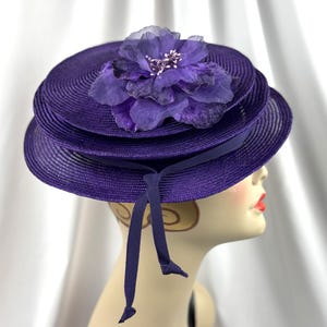 Packable Purple Parasisal Straw Hat: Handmade Travel Hat image 2