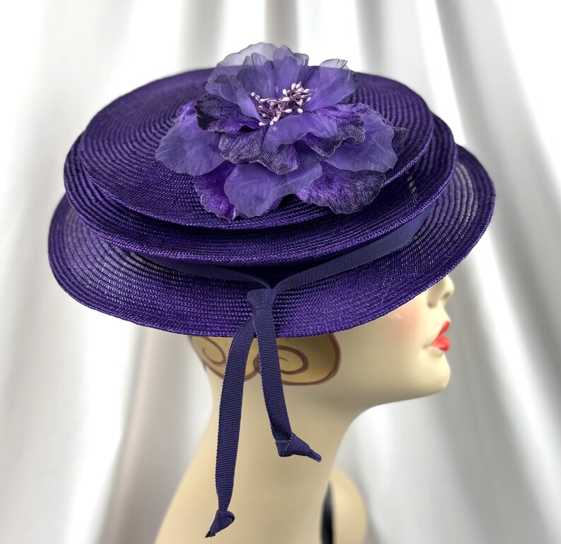 Packable Purple Parasisal Straw Hat: Handmade Travel Hat image 2