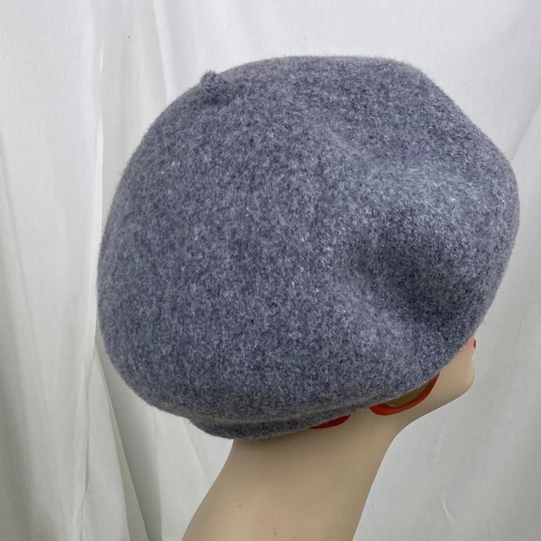 French Beret Fine Wool Heather Gray Hand Blocked Vintage Look