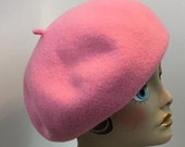Baret vrouw wol licht roze Hand geblokkeerd Franse Garbo Dietrich jaren 1930 Look