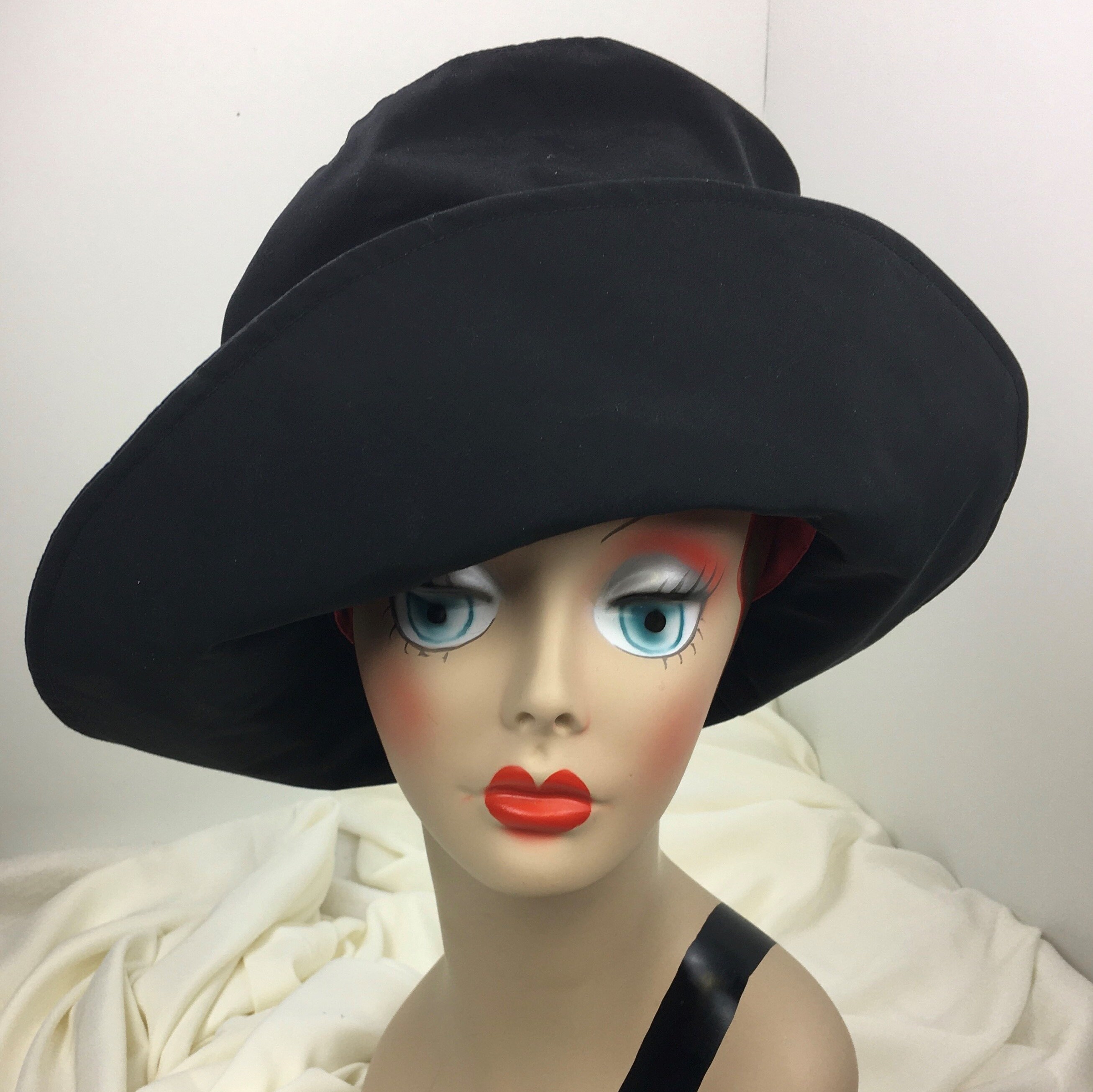 Rain Hat Black Soft Stylish Chic Designer Handmade Tall Short