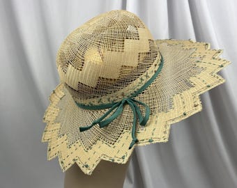 Open Weave Natural Straw Hat, Spring, Summer, Novelty