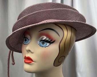 Packable Mauve Parasisal Straw Hat, Travel Foldable Sun Hat