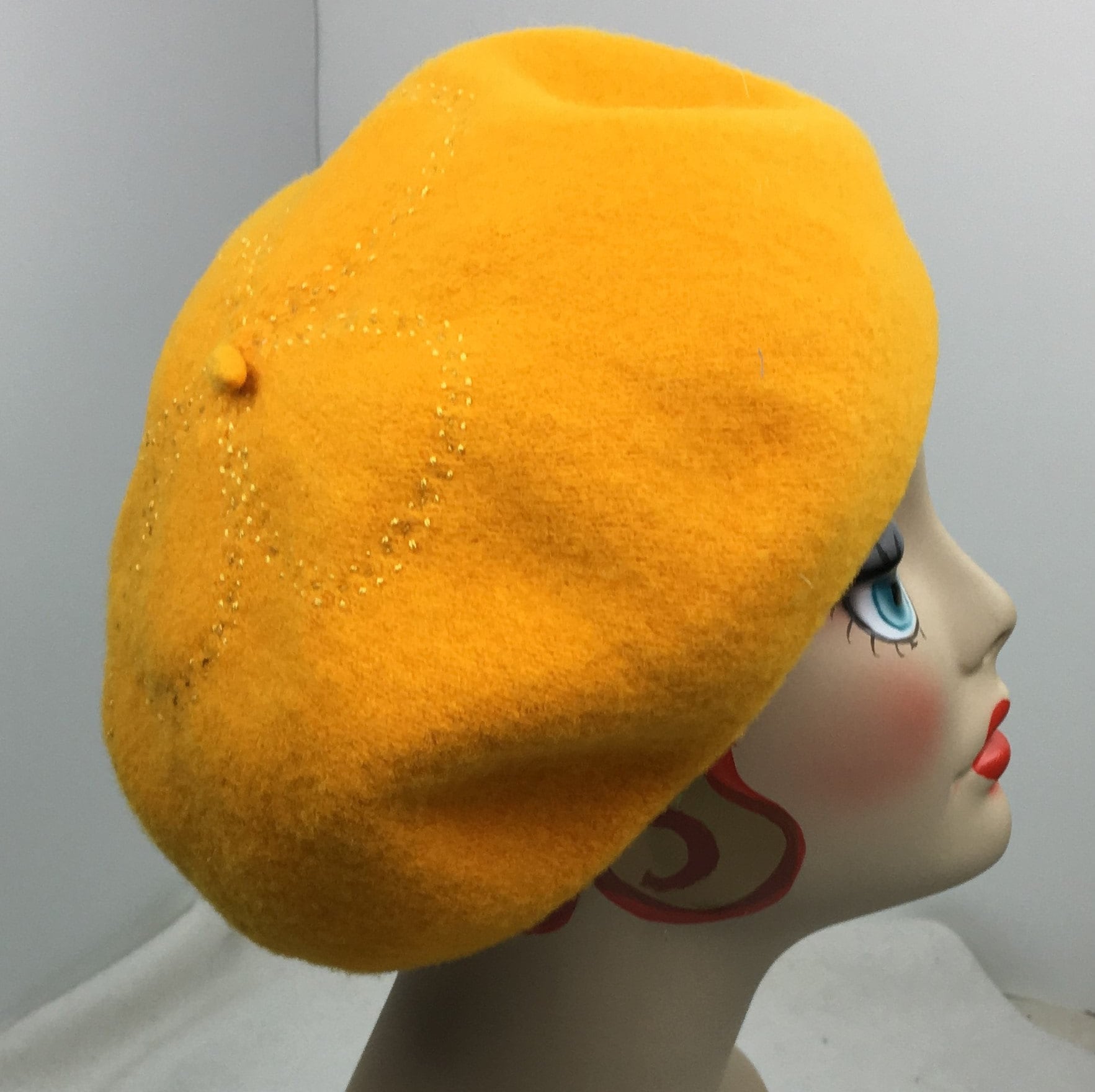 Marigold Yellow French Beret/Tam Wool