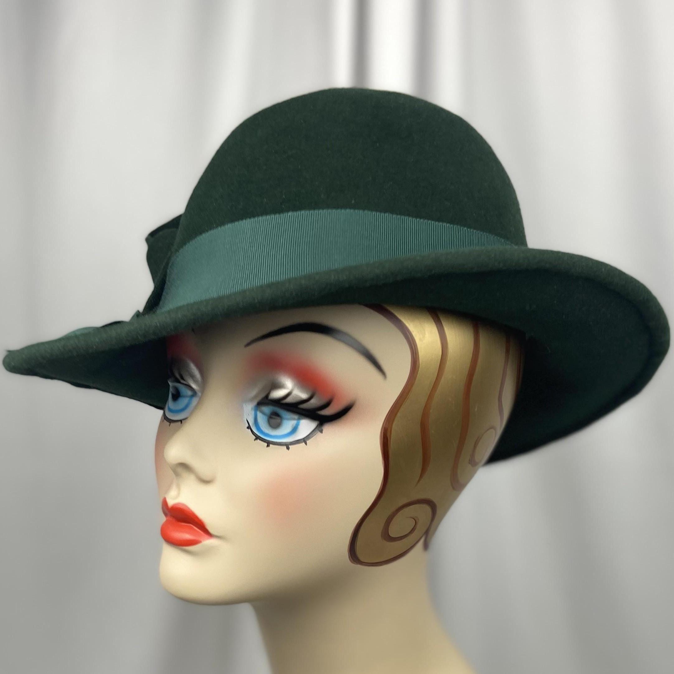 Dark green felt hat sale