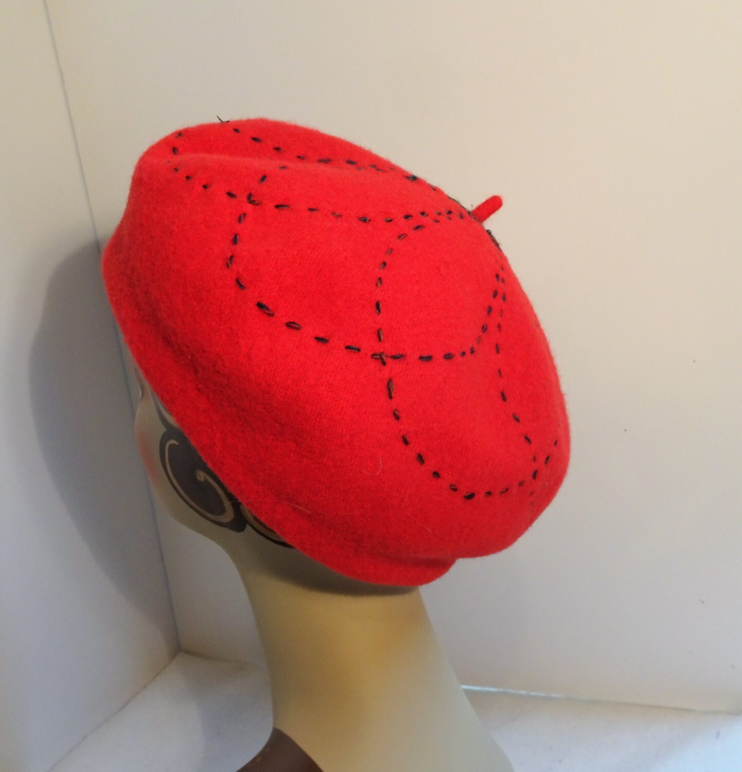 French Beret Classic Woman's Wool Red 1930's Look