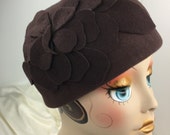 Millinery Felt Beret Cloche Dark Brown Vintage Reproduction Hand Blocked 1930's Look Felt Work One Of