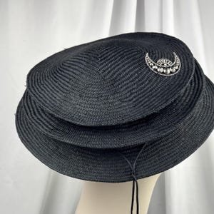 Packable Black Parasisal Straw Hat,  Formal Look, Fits Most, Handmade
