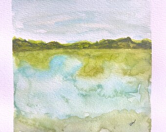 Small Original Watercolor, Lowcountry Marsh, painting of Edisto marsh, one-of-a-kind original watercolor, small Edisto watercolor  | G054