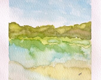 Small Original Watercolor, Lowcountry Marsh, painting of Edisto marsh, one-of-a-kind original watercolor, small Edisto watercolor  | G057