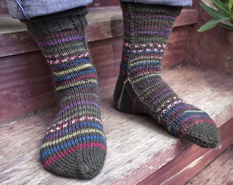 Easy to Knit Rugged Mens' Socks on Two Needles, S M,L,XL PDF Pattern ...