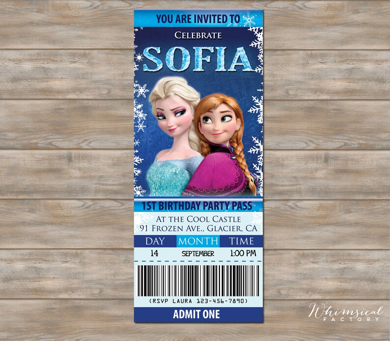 Frozen Movie Ticket Birthday Invite Etsy
