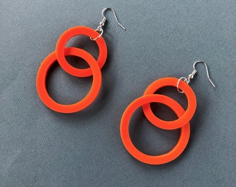 Bright orange circle drop acrylic earrings