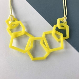 Citrus lemon mid-century modern geometric stylish necklace.