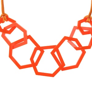 Colourful Statement Necklace - Bright Orange Acrylic
