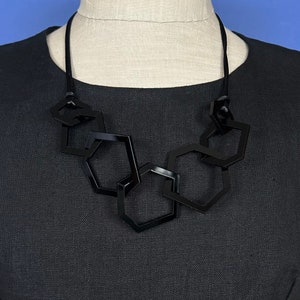 Black acrylic modern geometric stylish necklace. image 2