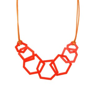 Colourful Statement Necklace - Bright Orange Acrylic