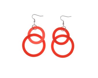 Orange Hoop Dangle Acrylic Earrings