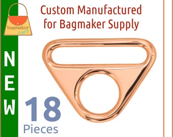 36 Pack Slot and Hole Loop Buckle 1.5 Inch 38 mm Triangle Double Rings RNG-AA358 1-12 Shiny Rose Gold Finish Purse Handbag Hardware