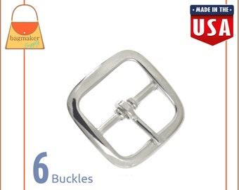 1 Inch Square Buckle, Nickel Finish, 6 Pack, 25 mm Lightweight Strap Buckle, Handbag Making Purse Hardware Sewing Supplies, 1", BKL-AA011