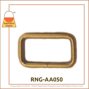 1 Inch Rectangular Ring, Light Antique Brass / Antique Gold Finish, 12 Pack, 25 mm Rectangle Ring Loop, Purse Handbag Bag, RNG-AA050 image 7