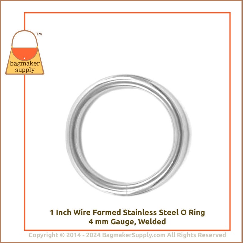 1 Inch O Ring, Stainless Steel, 12 Pieces, 25 mm O-Ring, 4 mm Gauge, Handbag Purse Bag Making Hardware Supplies, 1, RNG-AA023 image 8