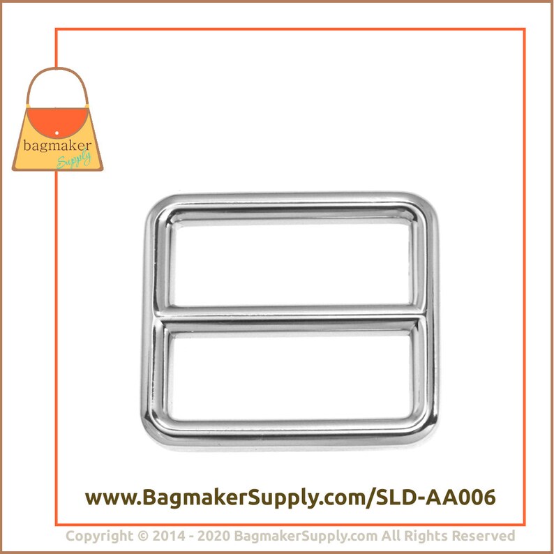 Handbag Bag Making Hardware Supplies SLD-AA006 18 Pieces Purse Slider Buckle 1 Inch Cast Slide for Purse Straps 1 Shiny Nickel Finish