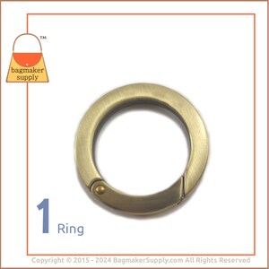 1-1/4 Inch Spring Gate Ring, Light Antique Brass / Antique Gold Finish, 1 Piece, 1.25 inch 32 mm Large O Ring, Handbag Hardware, RNG-AA116 image 7