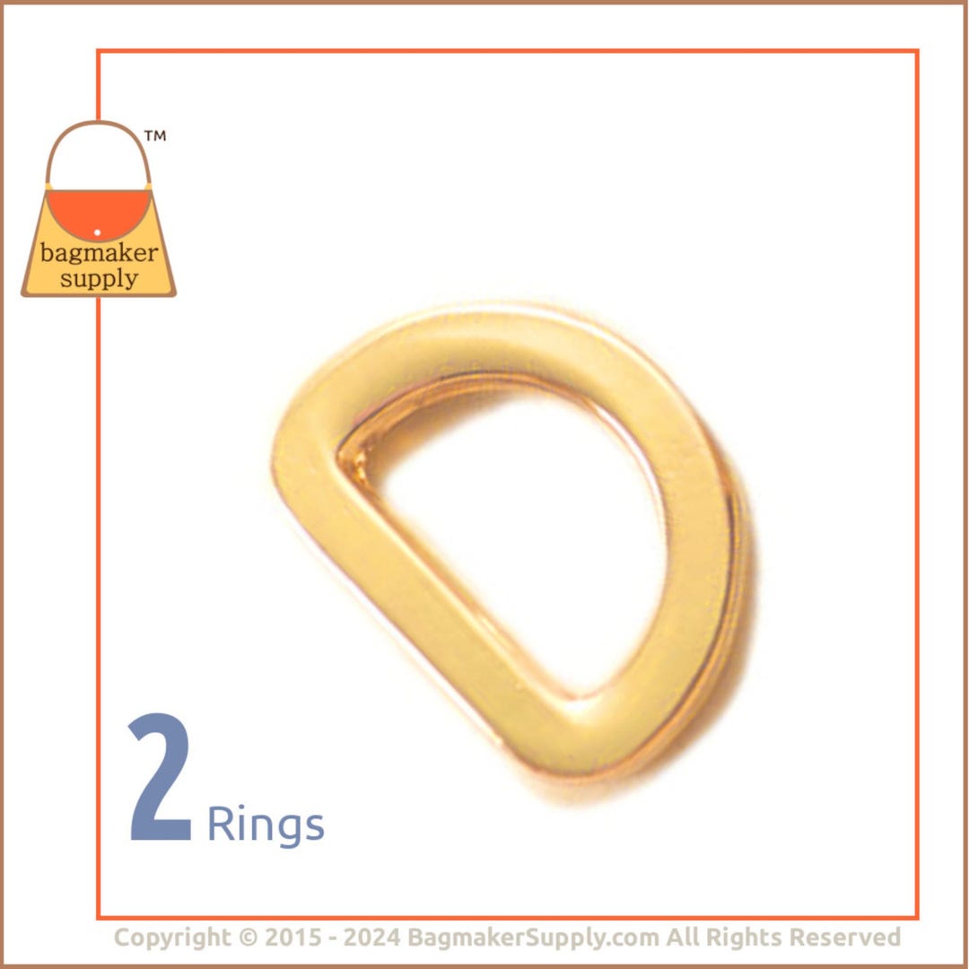 1/2 Inch D Ring, Gold Finish, 2 Pieces, .5 Inch 13 Mm Flat Cast D-ring ...
