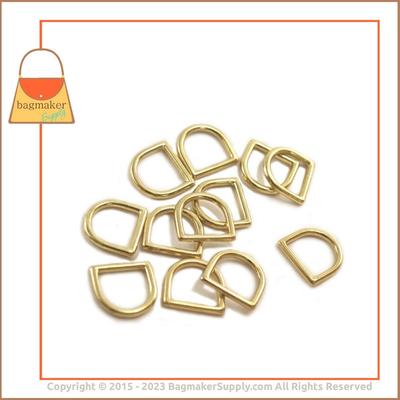 5/8 Inch Cast D Ring, Brass Finish, 18 Pack, 16 mm D-Ring, Also for 1/2 Inch 13 mm Strap, Purse Making Handbag Hardware Supplies, RNG-AA190 image 7