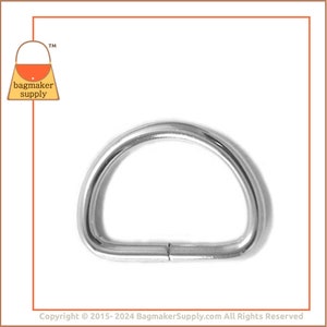 1 Inch D Ring, Nickel Finish, 54 Pieces, 3.5 mm Gauge, Handbag Purse Bag Making Hardware Supplies, 25 mm Wire Formed D-Ring, RNG-AA084 image 4