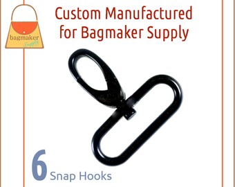 1-1/2 Inch Oval Spring Gate Swivel Snap Hook, Matte Black Finish, 6 Pack, 38 mm Purse Clip, Handbag Hardware Craft Supplies, SNP-AA257