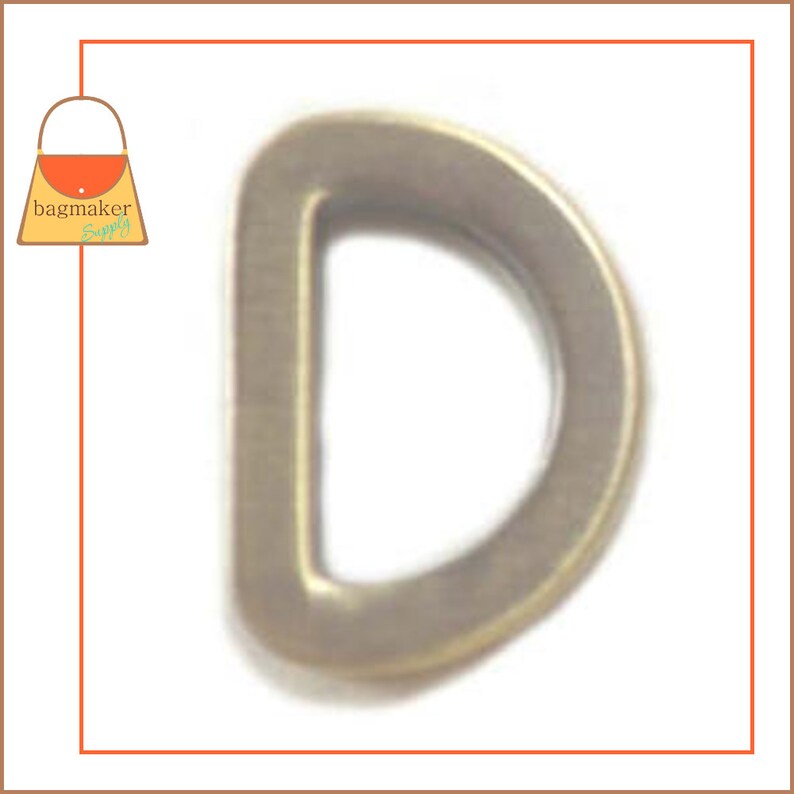 12 Inch Flat Cast D Ring 13 mm D-Ring Purse Bag Making Handbag Hardware RNG-AA072 6 Pieces Light Antique Brass Antique Gold Finish