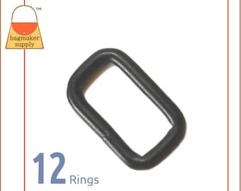 1 Inch Rectangular Wire Loop / Ring, Black Satin Finish, 12 Pieces, 25 mm Rectangle Ring, Purse Handbag Bag Making Hardware, RNG-AA078