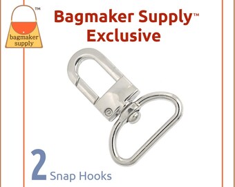 1 Inch Swivel Snap Hook, Deluxe Nickel Finish, 2 Pack, 25 mm Modern Oval Gate Purse Clip, Handbag Hardware Bag Making Supplies, SNP-AA098